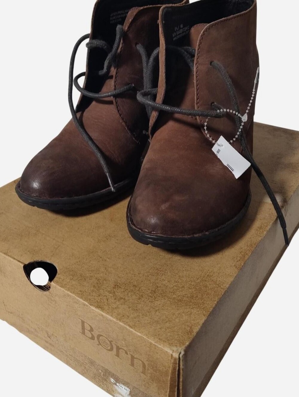 Born Brown Leather Lace-Up Ankle Booties